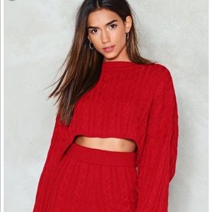 NWT Nasty Gal Cropped sweater in Red